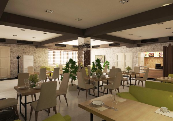 100 kv m Fast Food Restoranı dizaynı