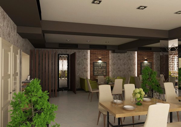 100 kv m Fast Food Restoranı dizaynı