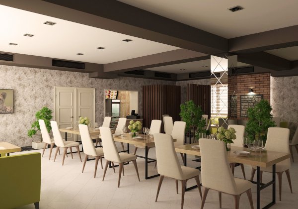 100 kv m Fast Food Restoranı dizaynı