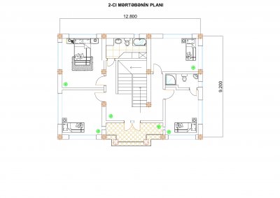258 m2 2 mərtəbəli yaşayış evi