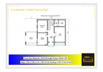 303 m2 2 mərtəbəli yaşayış evi