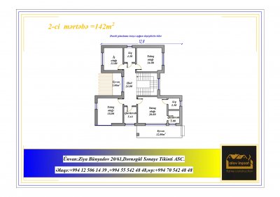 287 m2 2 mərtəbəli yaşayış evi